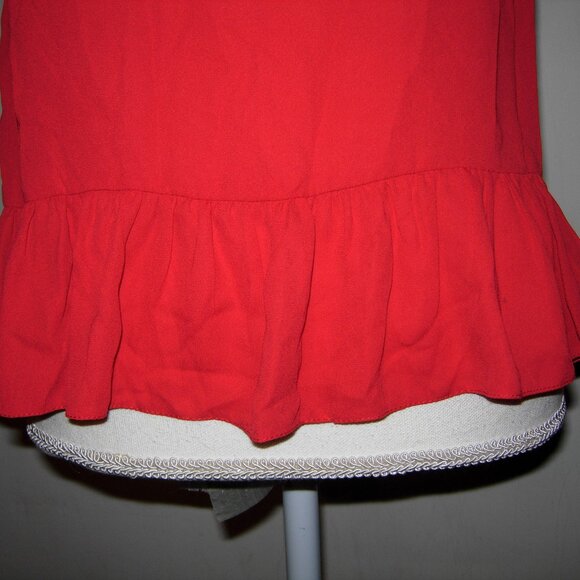 ASOS Red Ruffle Hem Top S - Picture 2 of 5